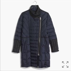 Madewell Moto Puffer Jacket Blue Black